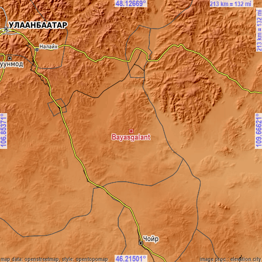 Topographic map of Bayasgalant