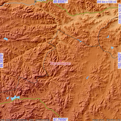 Topographic map of Bayantsagaan