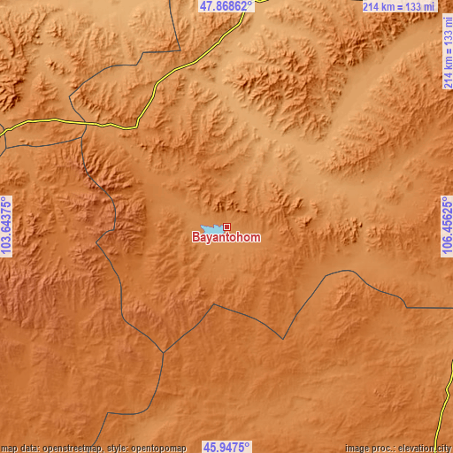 Topographic map of Bayantöhöm