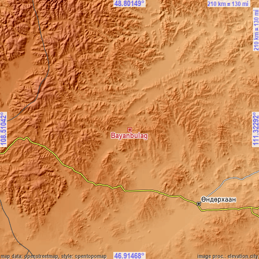 Topographic map of Bayanbulag