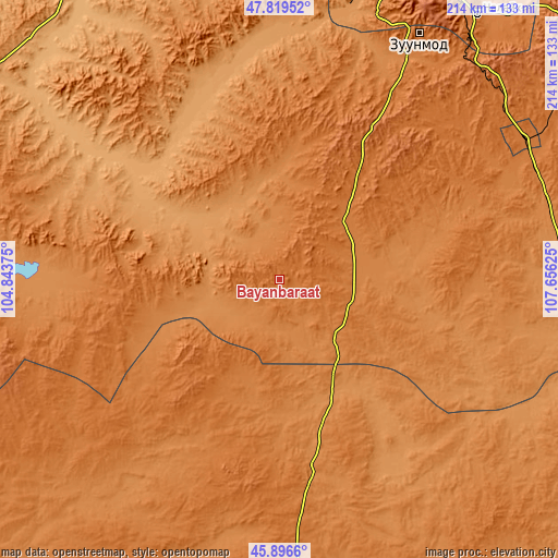 Topographic map of Bayanbaraat