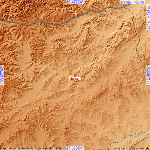 Topographic map of Bayan