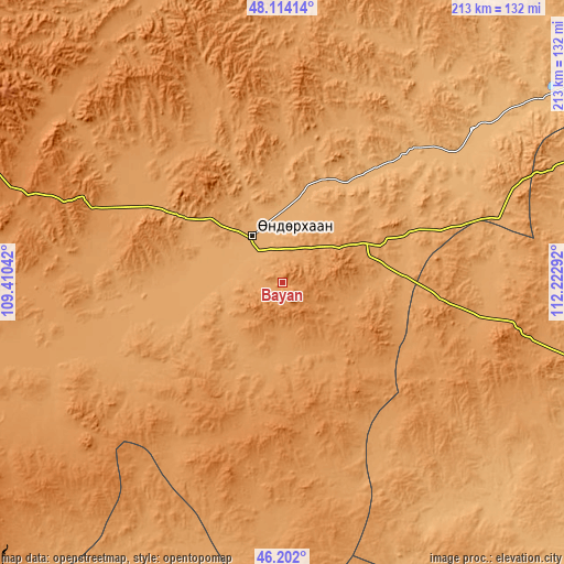 Topographic map of Bayan