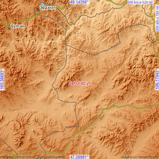 Topographic map of Bat-Öldziyt