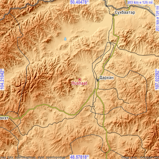 Topographic map of Hushaat