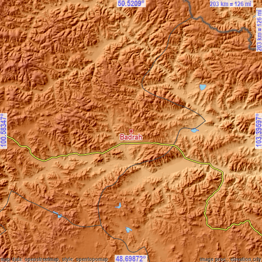 Topographic map of Badrah