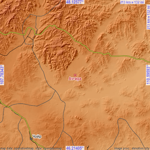 Topographic map of Avraga