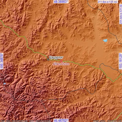 Topographic map of Altan-Ovoo