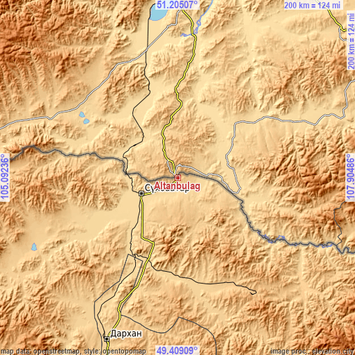 Topographic map of Altanbulag