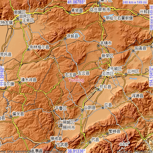 Topographic map of Yunxing