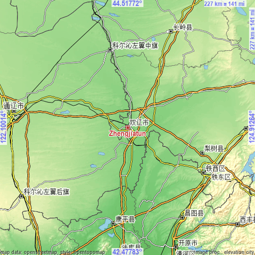 Topographic map of Zhengjiatun