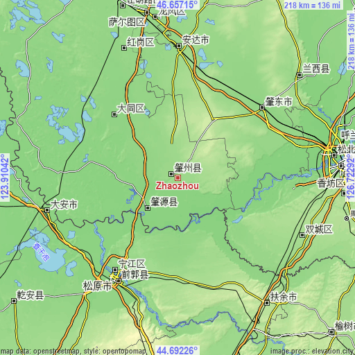 Topographic map of Zhaozhou