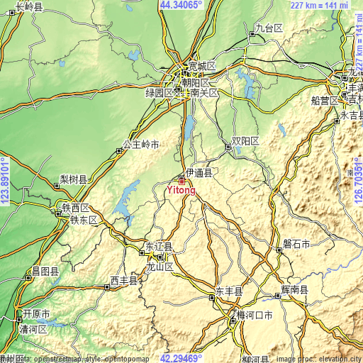 Topographic map of Yitong