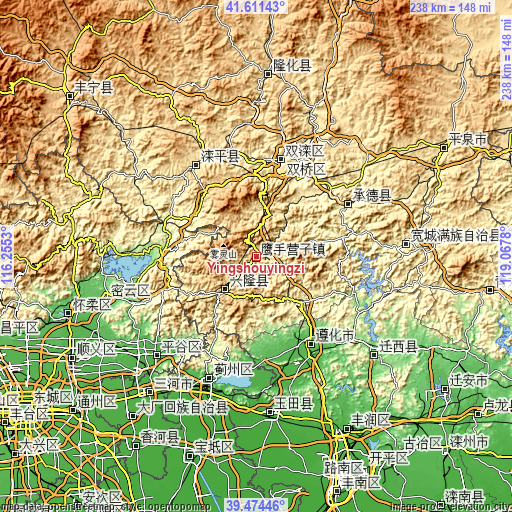 Topographic map of Yingshouyingzi