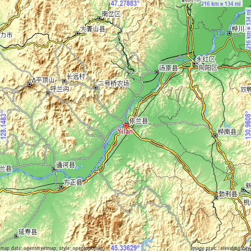 Topographic map of Yilan