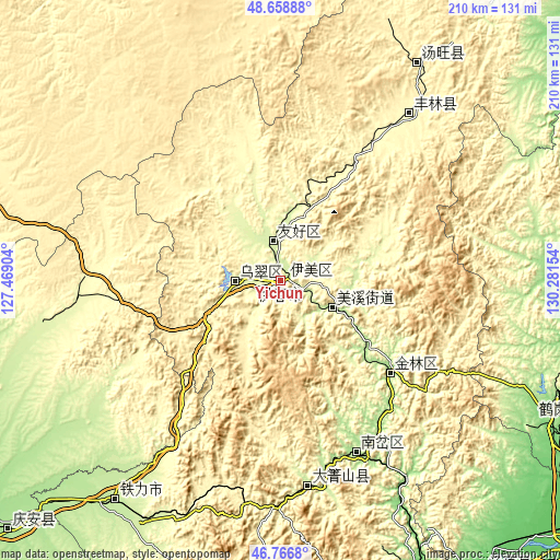 Topographic map of Yichun