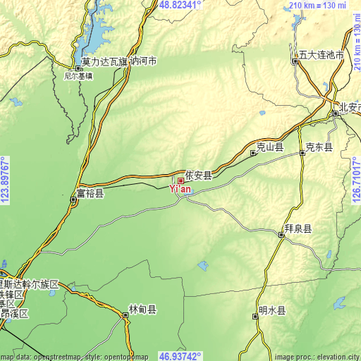 Topographic map of Yi’an