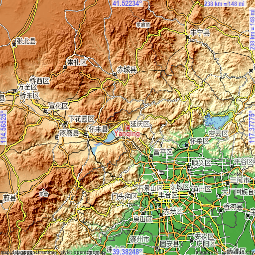 Topographic map of Yanqing