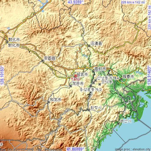 Topographic map of Yanji