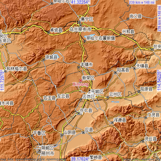 Topographic map of Xinrong