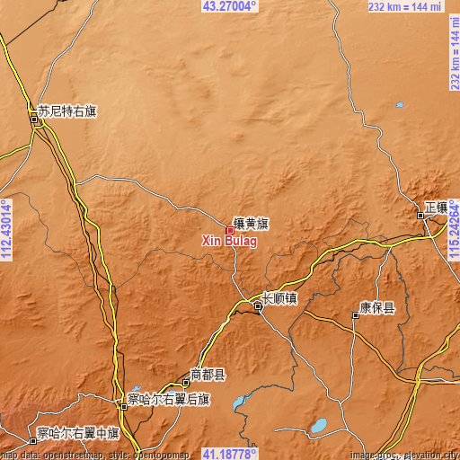 Topographic map of Xin Bulag