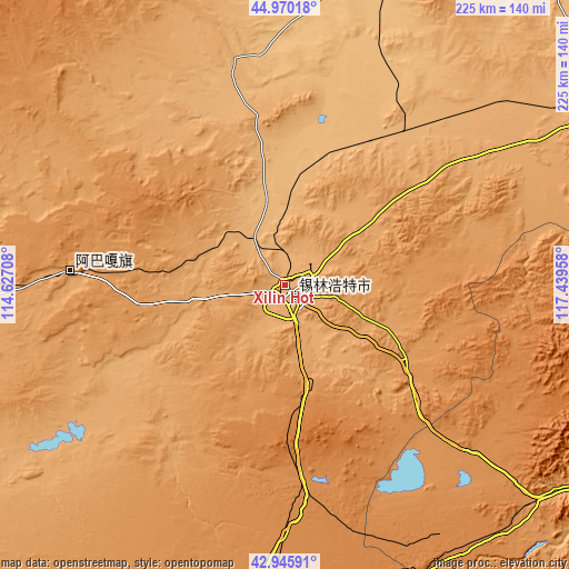 Topographic map of Xilin Hot