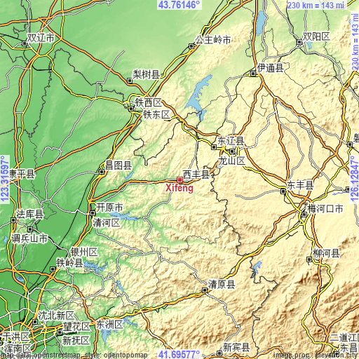 Topographic map of Xifeng