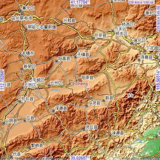 Topographic map of Xicheng