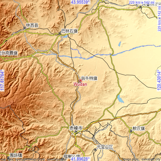 Topographic map of Wudan