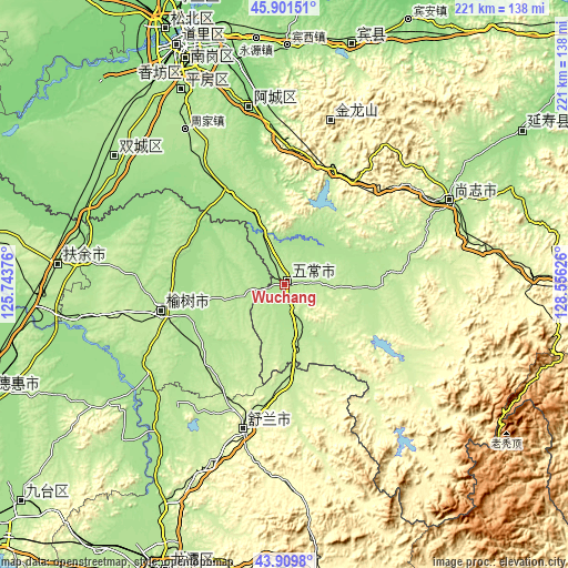 Topographic map of Wuchang