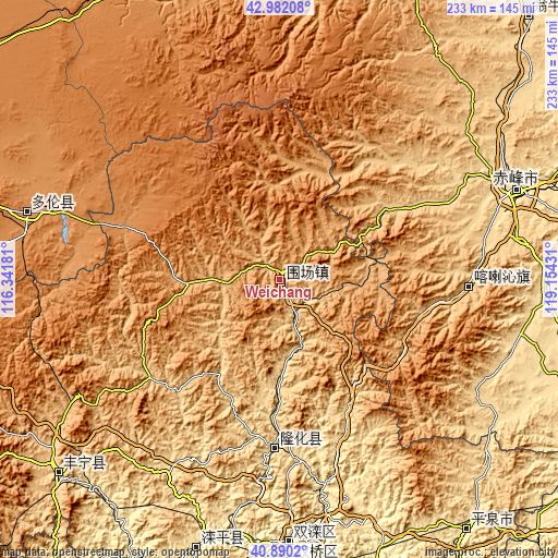 Topographic map of Weichang