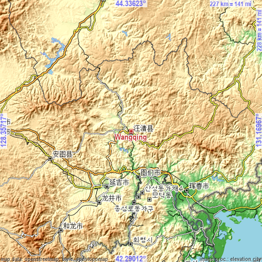 Topographic map of Wangqing