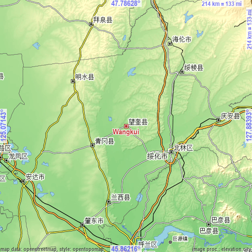Topographic map of Wangkui