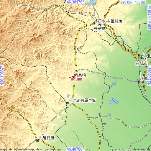 Topographic map of Tuquan