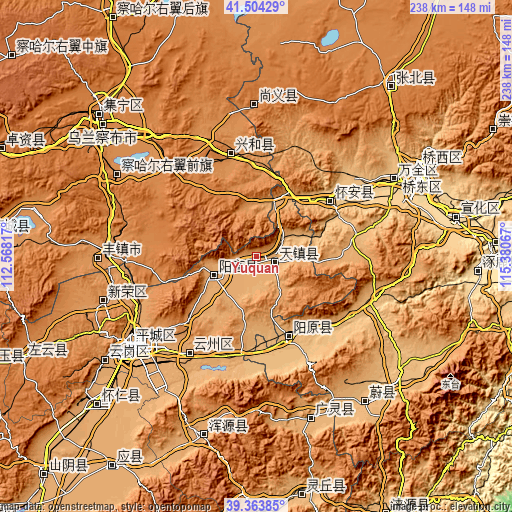 Topographic map of Yuquan