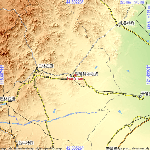 Topographic map of Tianshan