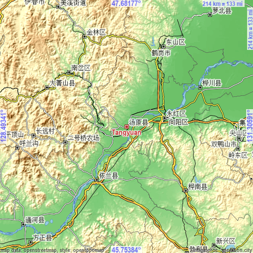 Topographic map of Tangyuan