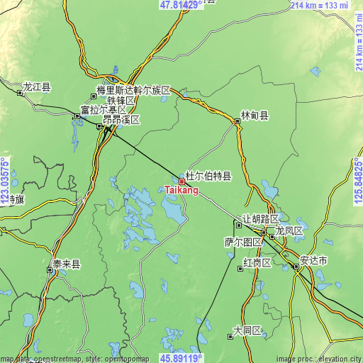Topographic map of Taikang
