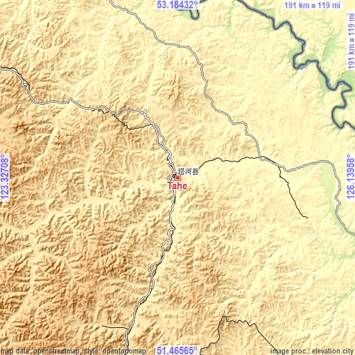 Topographic map of Tahe