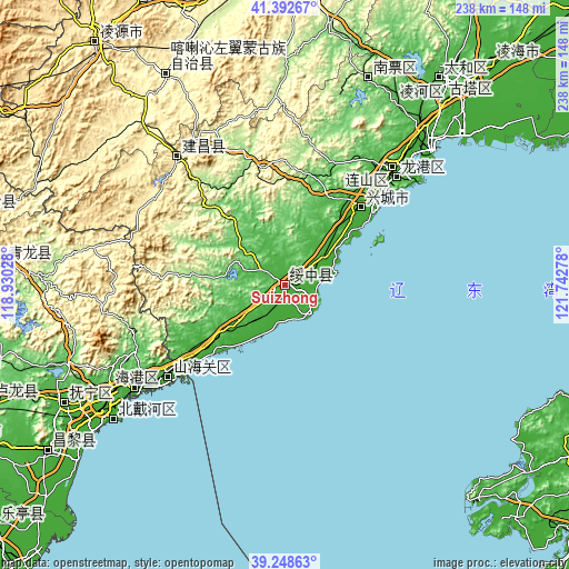 Topographic map of Suizhong