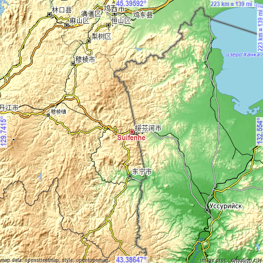 Topographic map of Suifenhe