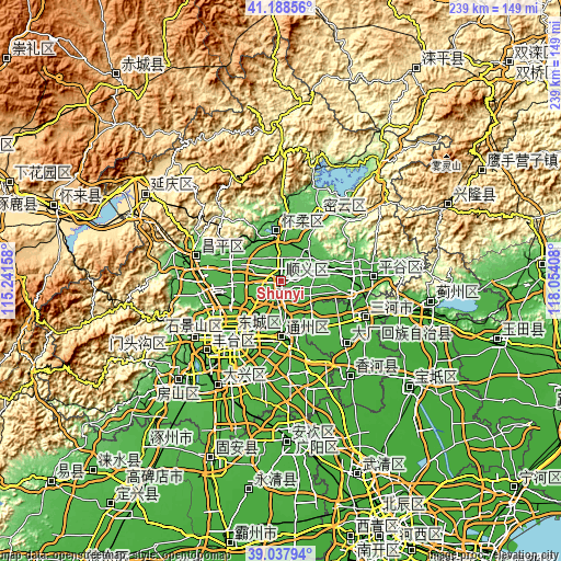 Topographic map of Shunyi