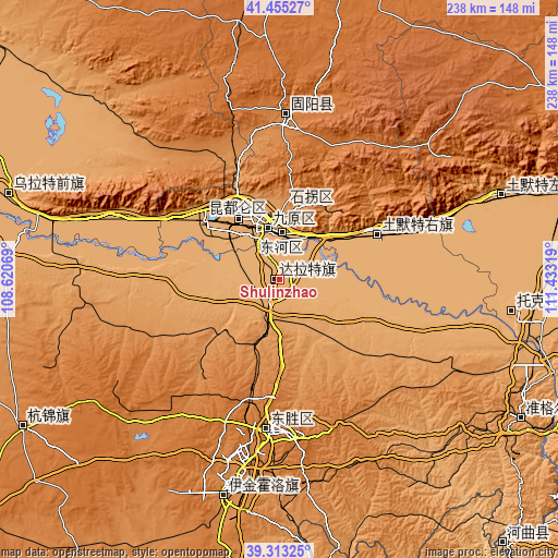 Topographic map of Shulinzhao