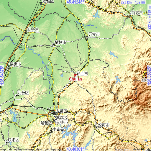 Topographic map of Shulan