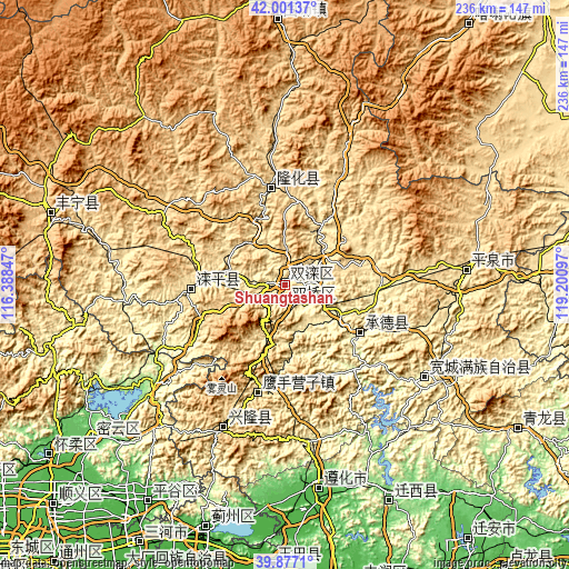 Topographic map of Shuangtashan
