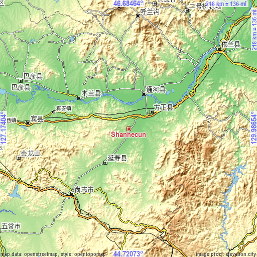 Topographic map of Shanhecun