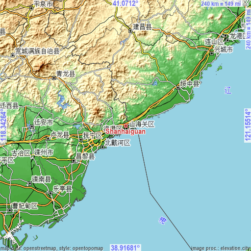 Topographic map of Shanhaiguan