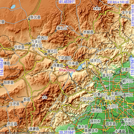 Topographic map of Shacheng