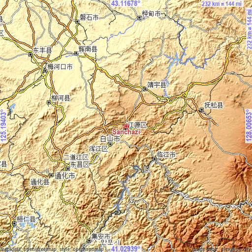 Topographic map of Sanchazi