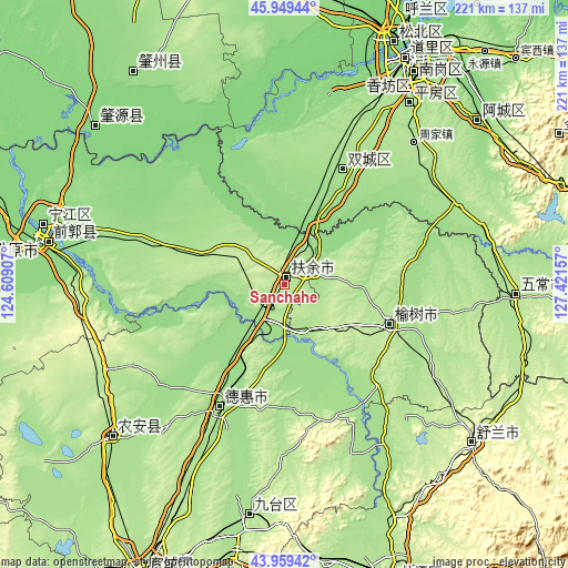 Topographic map of Sanchahe